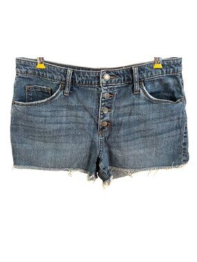 Universal Thread Denim Shorts Size 8 29R Button Fly Raw Hem Cutoff Pockets Blue
